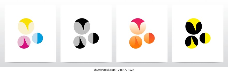Circles Overlay Highlight Spotlight Letter Logo Design N