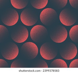 Circles in Pale Red Hues Seamless Pattern Trend Vector Abstract Background. Mod Graphic Art with Faded Color for Wallpaper, Textile Print and Design. Halftone Elements for Wrapping and Decorative Work