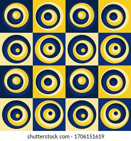 Circles pattern with 3D effect, blue and yellow colors
