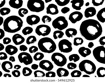 Circles pattern. Abstract painting. Leopard skin, cheetah print, animal pattern, line background. Amazing hand drawn vector illustration. Poster, banner, web interface template. Black and white