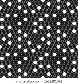 Circles pattern. Dots, rings seamless ornament. Geometric motif. Circular figures backdrop. Rounds background. Ethnic wallpaper. Digital paper, textile print, web design, abstract image. Vector art