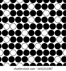 Circles pattern. Dots seamless ornament. Dot motif. Circular figures backdrop. Rounds background. Dotted wallpaper. Digital paper, textile print, web design, vector illustration, abstract image
