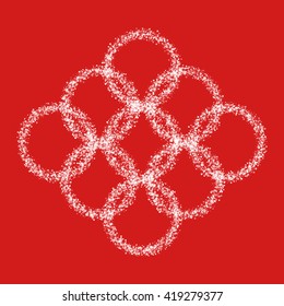 Circles pattern of transparent particles on a red background