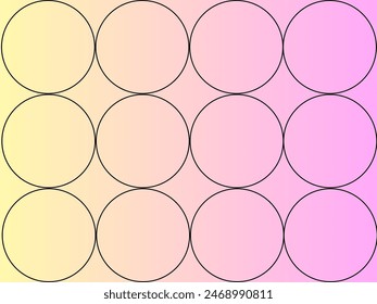 Circle's patters with a gradient background yellow to pink, Patrones de pentagono con fondo gradiente de amarillo a rosa