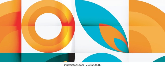 Círculos e pétalas. Modelo mínimo abstrato lindo geométrico para papel de parede, Banner, Plano de fundo, Cartão, Ilustração de livro, página inicial