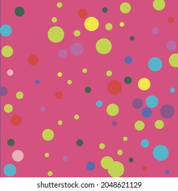 Circles spielen türkise Multi-Farbe Indigo Muster. Blaues, dunkelviolettes Rainbow Color Red Textil. Mess Children bunte grüne Pastelltöne. Polka Dots Yellow Game Kids Pink Illustration.
