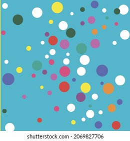 Circles Polka Dots Rainbow Orange Children Print. Pink Colorful Yellow Dark Red Wallpaper. Pastel Blue Indigo Color Turquoise Design Pic. Play Purple Green White Kids Multicolor Textile.