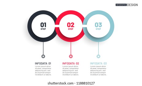 Circles process for infographic template. Timeline with 3 step, options. Vector template for presentation.