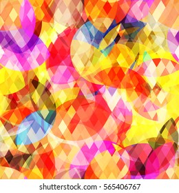 Circles and rhombus. Overlay, overlapping, transparent elements. Watercolor effect
