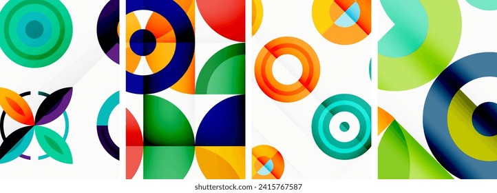 Círculos y anillos fondos geométricos. Carteles de fondo de pantalla, tarjeta de visita, portada, cartel, pancarta, folleto, cabecera, sitio web