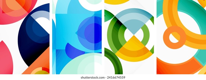 Circles and rings geometric backgrounds. Posters for wallpaper, business card, cover, poster, banner, brochure, header, website