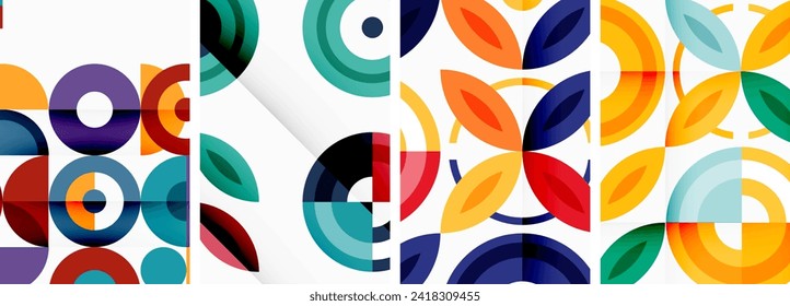 Circles and rings geometric backgrounds. Posters for wallpaper, business card, cover, poster, banner, brochure, header, website