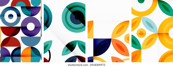 Circles and rings geometric backgrounds. Posters for wallpaper, business card, cover, poster, banner, brochure, header, website
