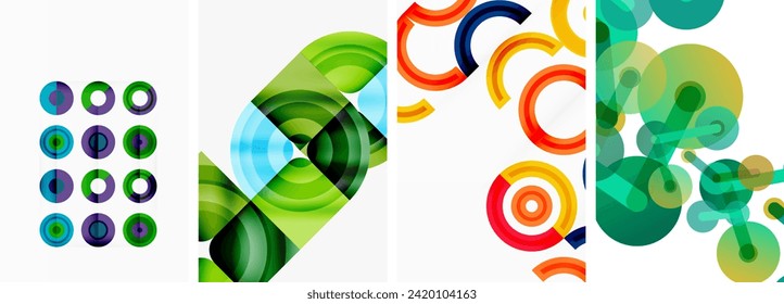 Kreise und Ringe geometrische Hintergründe. Poster für Tapeten, Visitenkarten, Cover, Poster, Banner, Broschüren, Header, Website