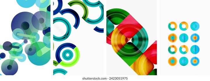 Circles and rings geometric backgrounds. Posters for wallpaper, business card, cover, poster, banner, brochure, header, website