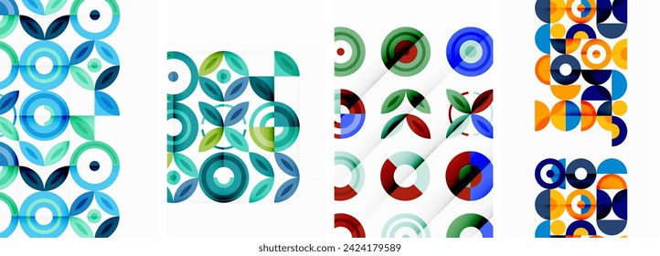 Círculos y anillos fondos geométricos. Carteles de fondo de pantalla, tarjeta de visita, portada, cartel, pancarta, folleto, cabecera, sitio web