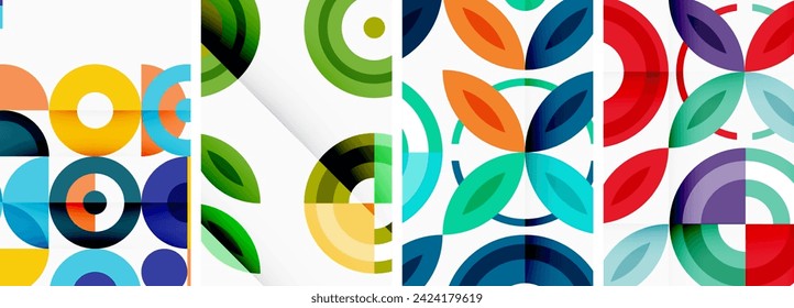 Círculos y anillos fondos geométricos. Carteles de fondo de pantalla, tarjeta de visita, portada, cartel, pancarta, folleto, cabecera, sitio web