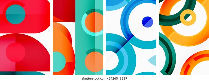 Circles and rings geometric backgrounds. Posters for wallpaper, business card, cover, poster, banner, brochure, header, website