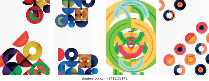 Circles and rings geometric backgrounds. Posters for wallpaper, business card, cover, poster, banner, brochure, header, website