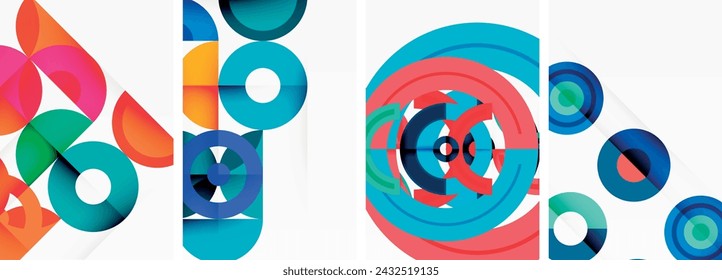 Círculos y anillos fondos geométricos. Carteles para papel pintado, tarjeta de visita, cubierta, cartel, banner, folleto, encabezado, sitio web