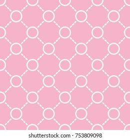 circles or rings seamless pattern on pink background, geometric vector art design 