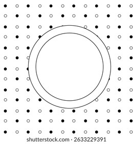 Circles round polka dots Circle round frame template. Vector graphic line illustration. Black and white Banner, poster, wrapping paper, sticker, print, modern textile design.