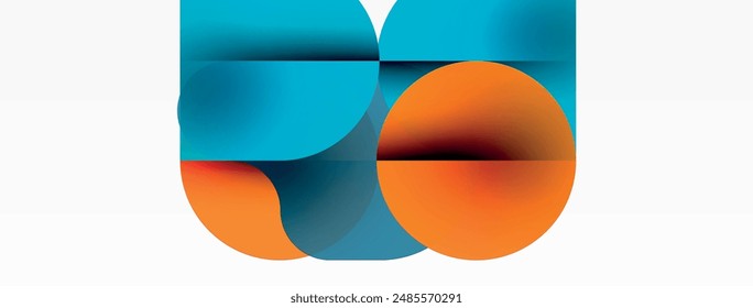 Círculos y Formas redondas de fondo mínimo geométrico. Composición de Formas geométricas transparentes para Fondo de pantalla, Anuncio, fondo o aterrizaje