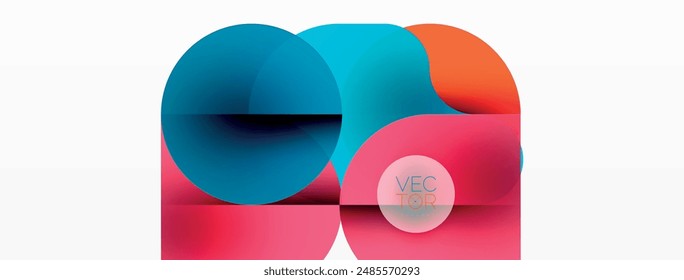Círculos y Formas redondas de fondo mínimo geométrico. Composición de Formas geométricas transparentes para Fondo de pantalla, Anuncio, fondo o aterrizaje