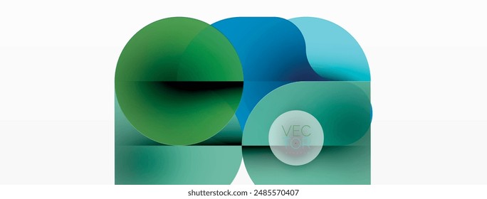 Circles and round shapes geometric minimal background. Transparent geometric shapes composition for wallpaper, banner, background or landing
