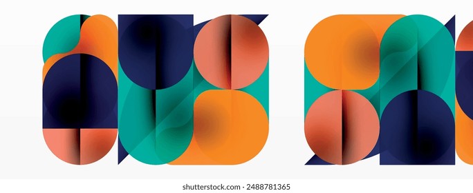 Circles and round shapes geometric minimal background. Transparent geometric shapes composition for wallpaper, banner, background or landing