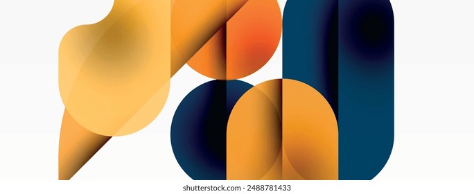 Circles and round shapes geometric minimal background. Transparent geometric shapes composition for wallpaper, banner, background or landing