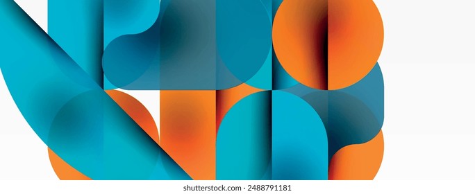 Circles and round shapes geometric minimal background. Transparent geometric shapes composition for wallpaper, banner, background or landing