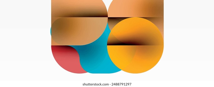 Circles and round shapes geometric minimal background. Transparent geometric shapes composition for wallpaper, banner, background or landing