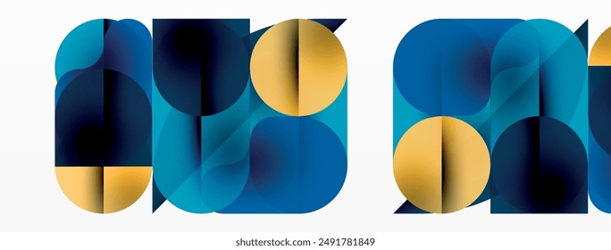 Circles and round shapes geometric minimal background. Transparent geometric shapes composition for wallpaper, banner, background or landing