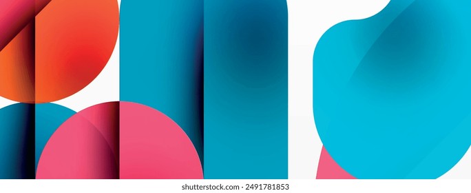 Circles and round shapes geometric minimal background. Transparent geometric shapes composition for wallpaper, banner, background or landing