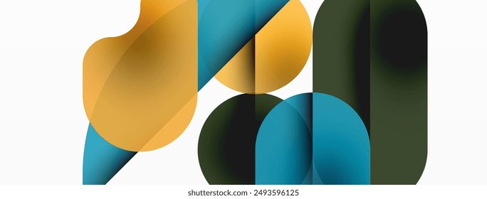 Circles and round shapes geometric minimal background. Transparent geometric shapes composition for wallpaper, banner, background or landing