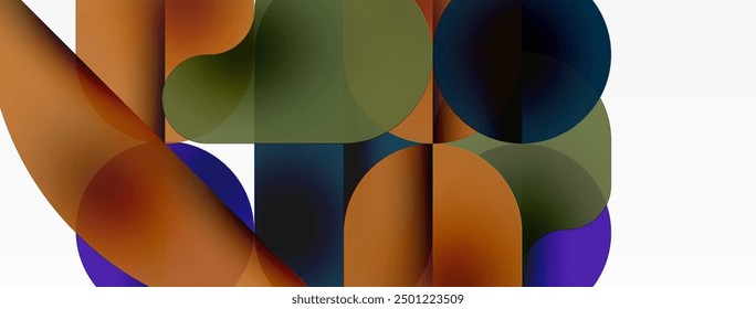 Circles and round shapes geometric minimal background. Transparent geometric shapes composition for wallpaper, banner, background or landing