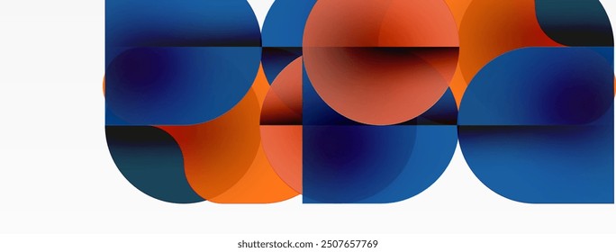 Circles and round shapes geometric minimal background. Transparent geometric shapes composition for wallpaper, banner, background or landing