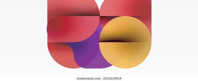 Circles and round shapes geometric minimal background. Transparent geometric shapes composition for wallpaper, banner, background or landing