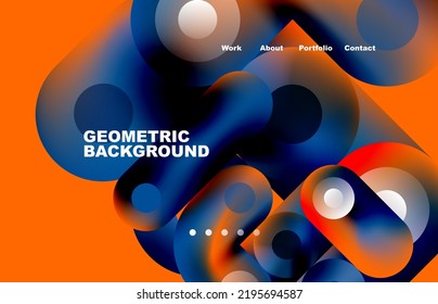 Circles and round shapes landing page abstract geometric background. Web page for website or mobile app wallpaper