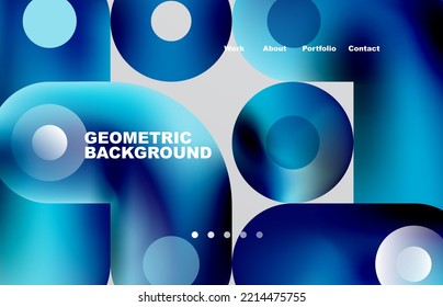 Circles and round shapes landing page abstract geometric background. Web page for website or mobile app wallpaper