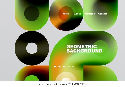 Circles and round shapes landing page abstract geometric background. Web page for website or mobile app wallpaper