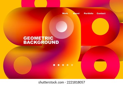 Circles and round shapes landing page abstract geometric background. Web page for website or mobile app wallpaper