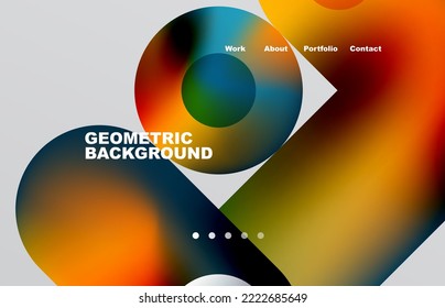 Circles and round shapes landing page abstract geometric background. Web page for website or mobile app wallpaper