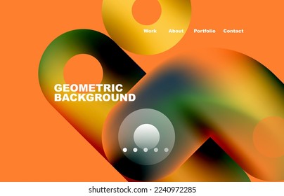 Circles and round shapes landing page abstract geometric background. Web page for website or mobile app wallpaper