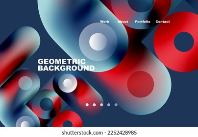 Circles and round shapes landing page abstract geometric background. Web page for website or mobile app wallpaper