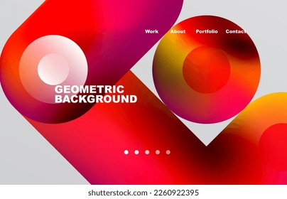 Circles and round shapes landing page abstract geometric background. Web page for website or mobile app wallpaper