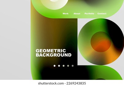 Circles and round shapes landing page abstract geometric background. Web page for website or mobile app wallpaper