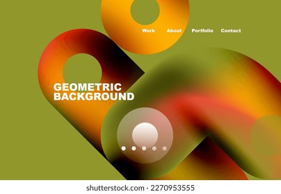 Circles and round shapes landing page abstract geometric background. Web page for website or mobile app wallpaper
