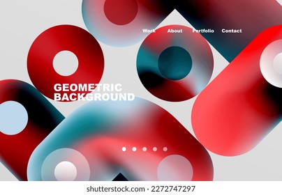 Circles and round shapes landing page abstract geometric background. Web page for website or mobile app wallpaper